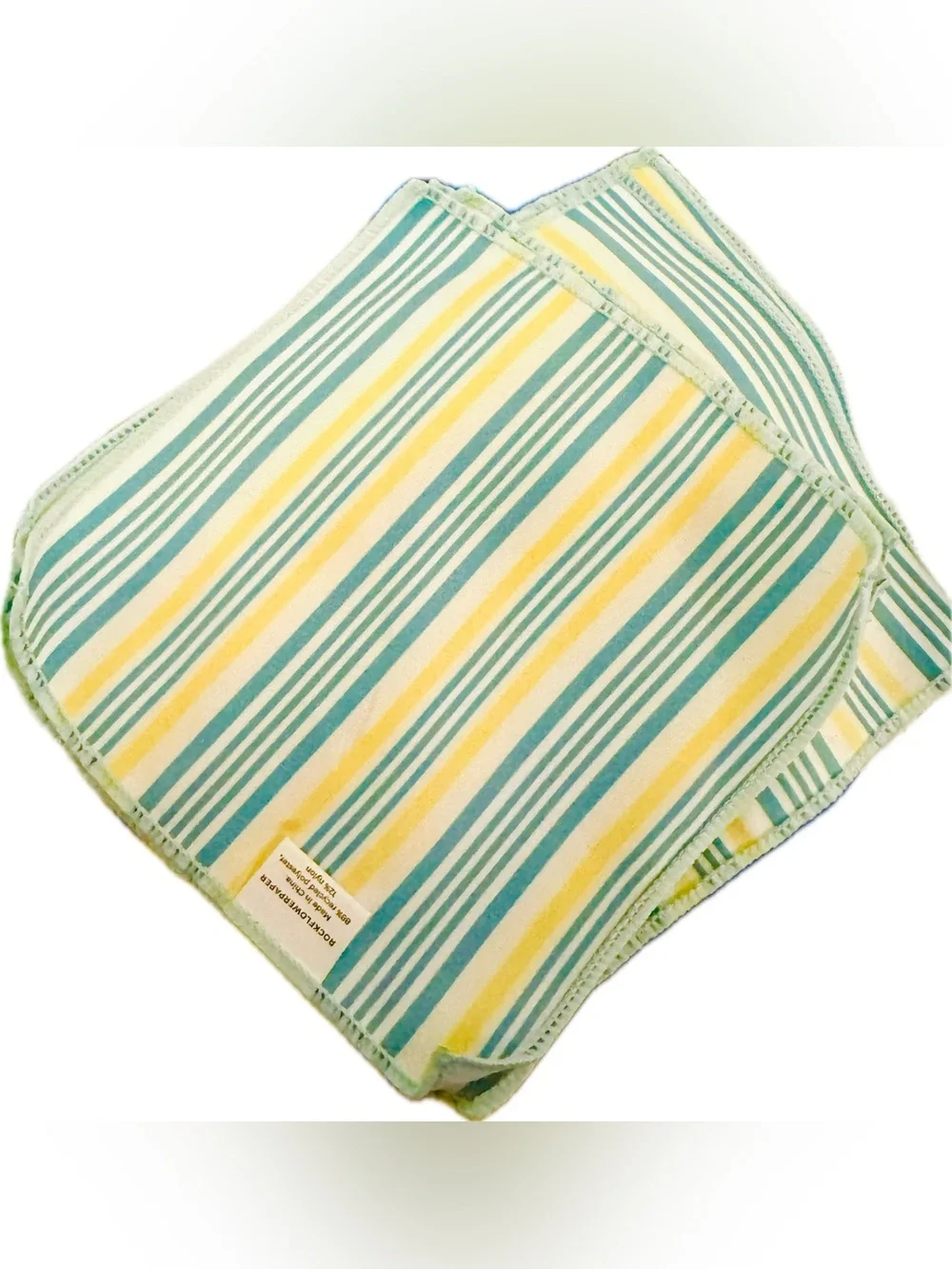 NWT RockFlowerPaper Lemon Citrus Print Stripes Cocktail Napkins Coasters Set 8